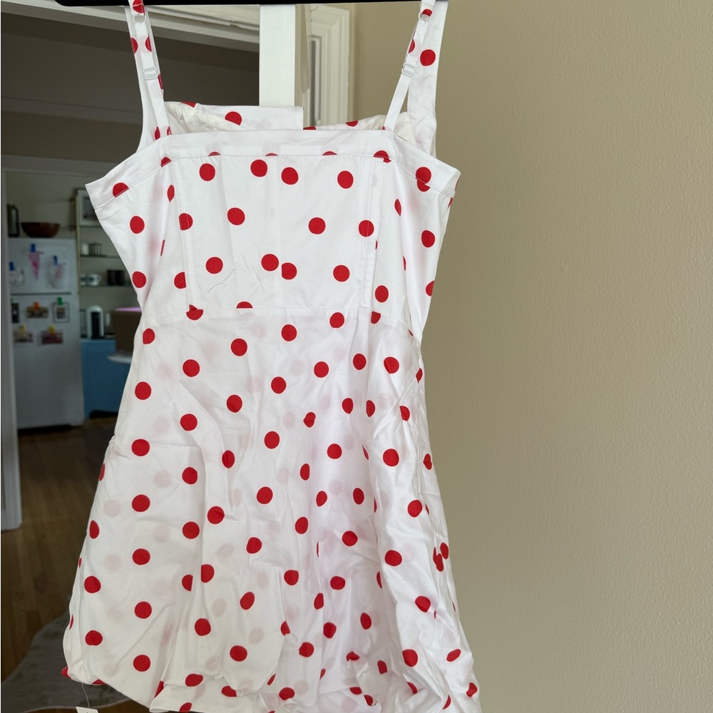 White Dress with Red Polka Dots - Picture 4 of 7